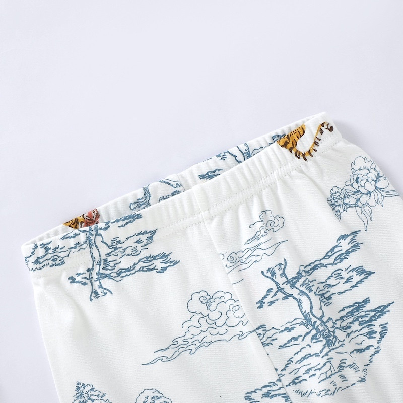 Pajama Set 2Y-7Y Organic Cotton O-neck Super Soft And Breathable Tiger HY6007-24